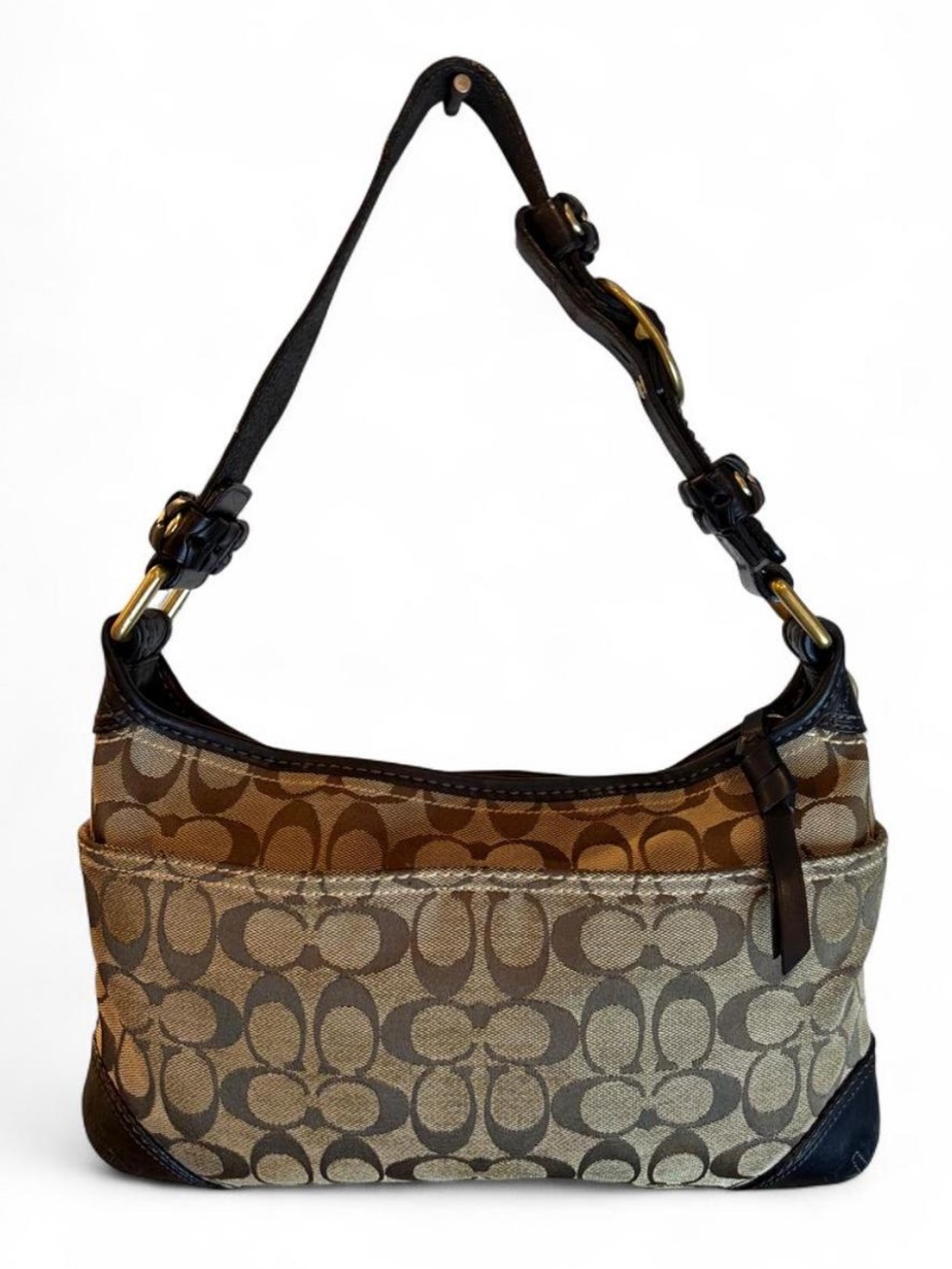 RARE! Coach (2007) Bleecker Signature Small Zip Hobo Shoulder Bag- Black